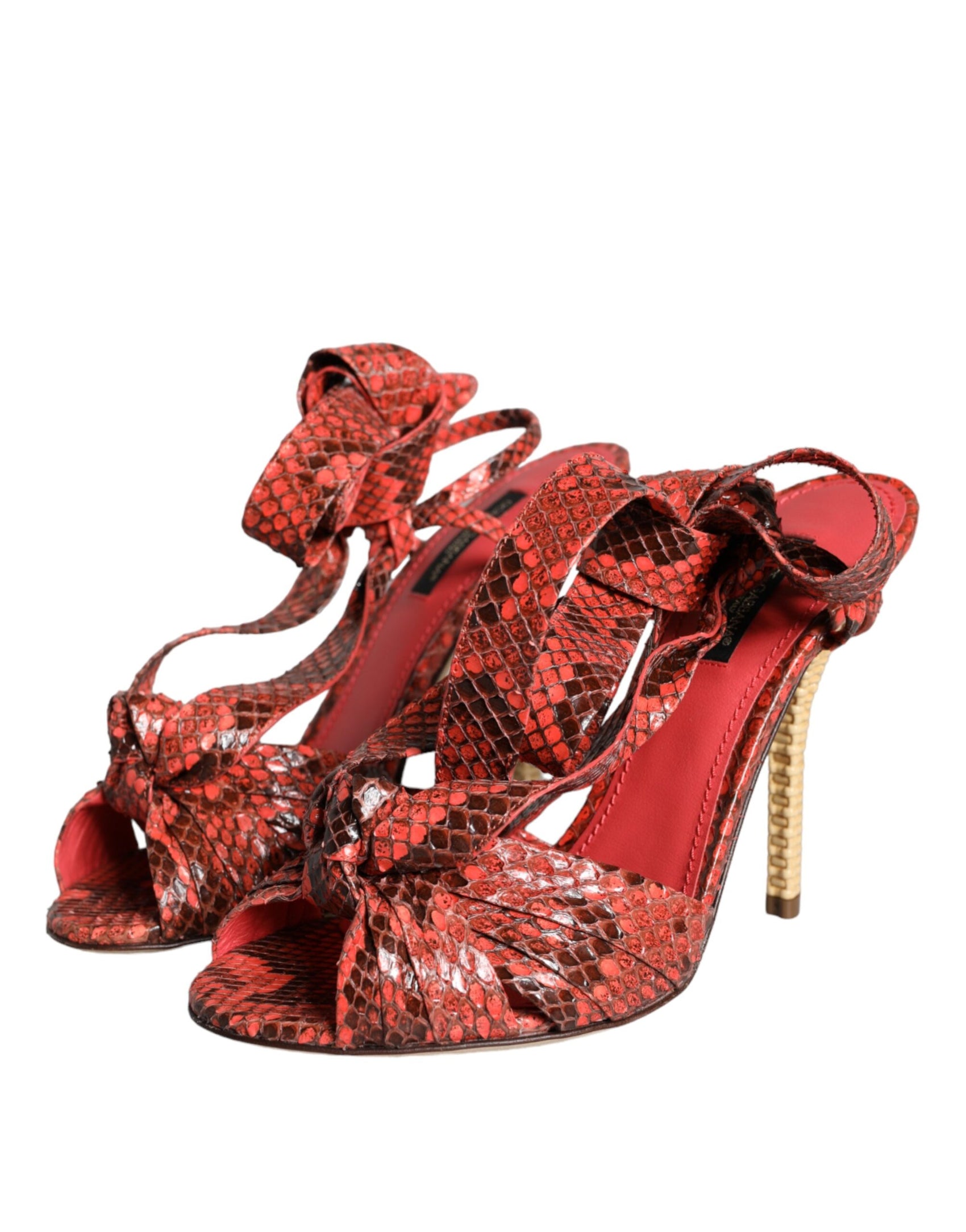 Koralle Exotische Leder Heels Sandalen Schuhe