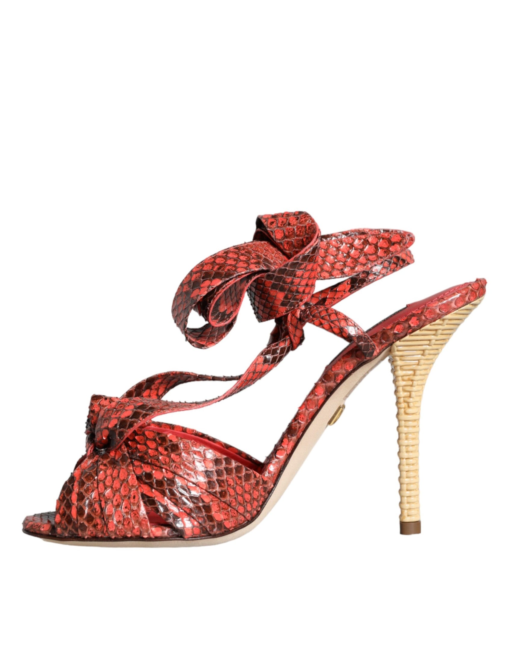 Koralle Exotische Leder Heels Sandalen Schuhe