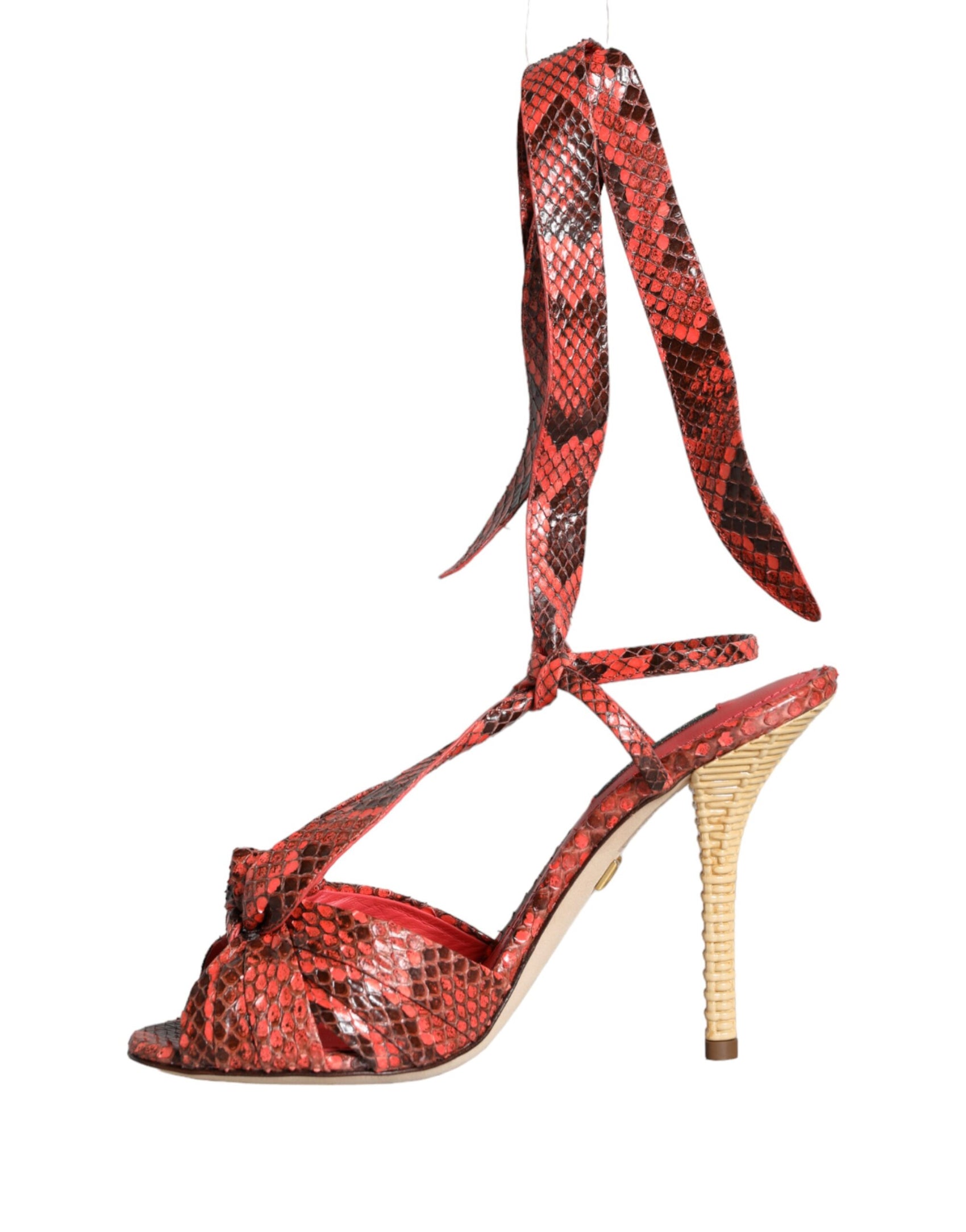 Koralle Exotische Leder Heels Sandalen Schuhe