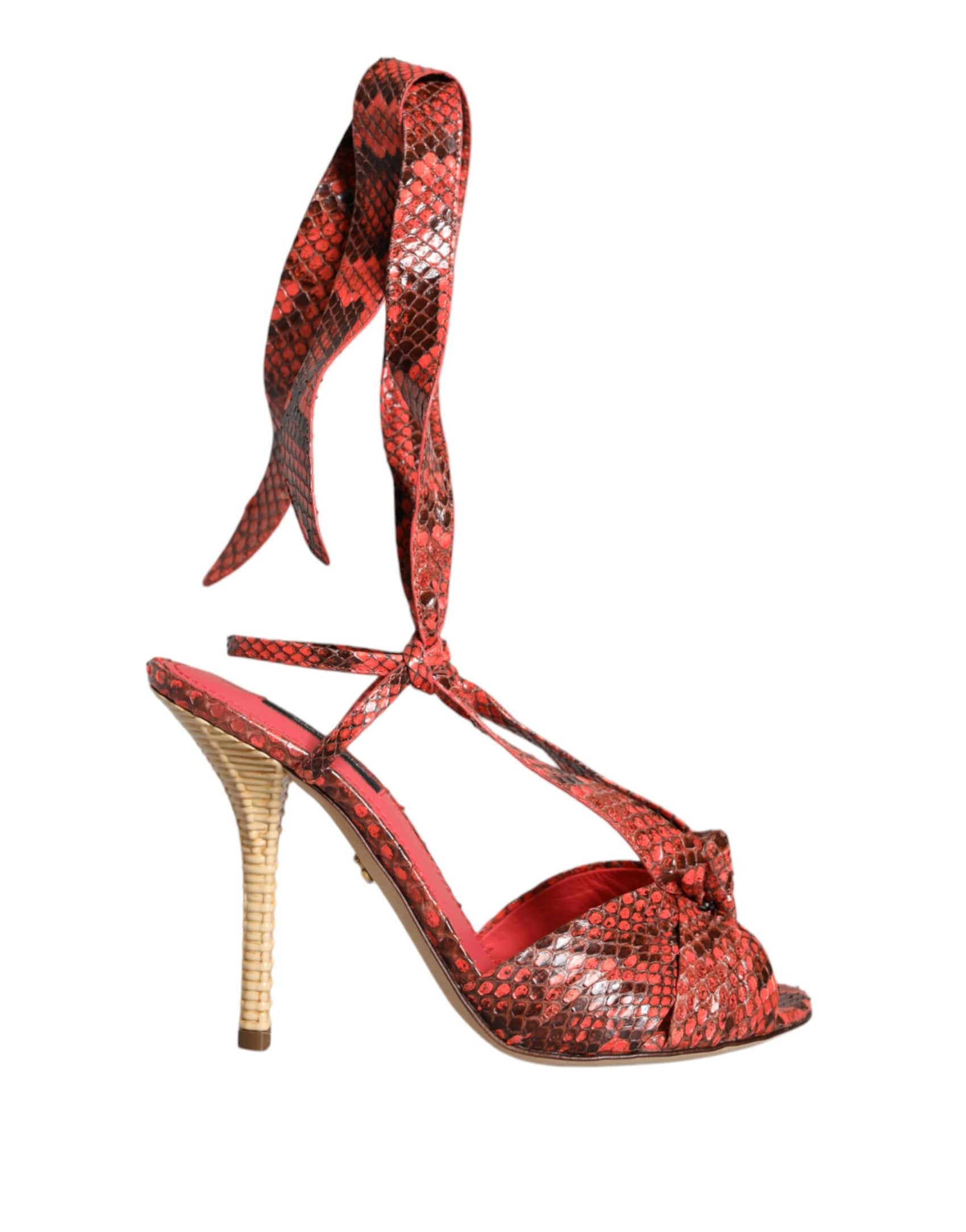 Koralle Exotische Leder Heels Sandalen Schuhe