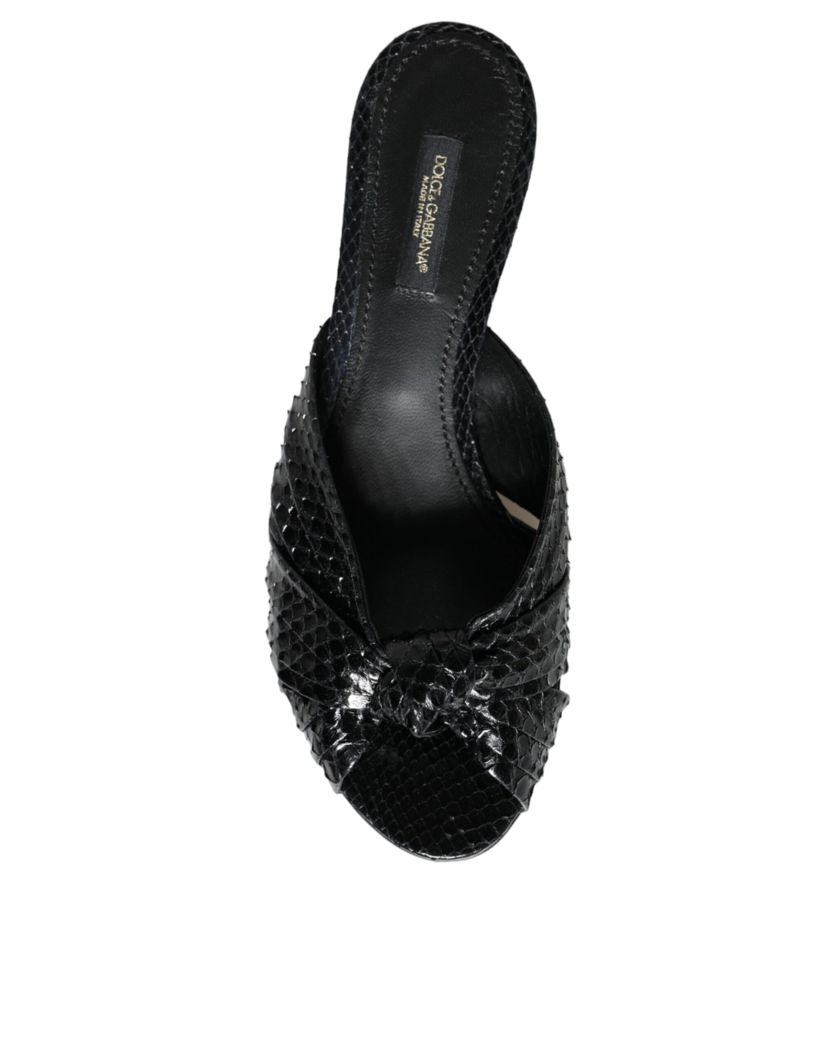 Schwarze Leder Heels Slides Sandalen Schuhe