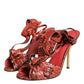 Coral Exotic Leather Heels Sandals Shoes