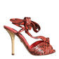 Coral Exotic Leather Heels Sandals Shoes