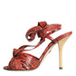 Coral Exotic Leather Heels Sandals Shoes