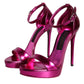 Fuchsia KEIRA Heels Ankle Strap Sandals Shoes