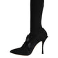 Black Stiletto Heels Mid Calf Boots Shoes