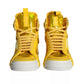 Yellow White Leather High Top Sneakers Shoes