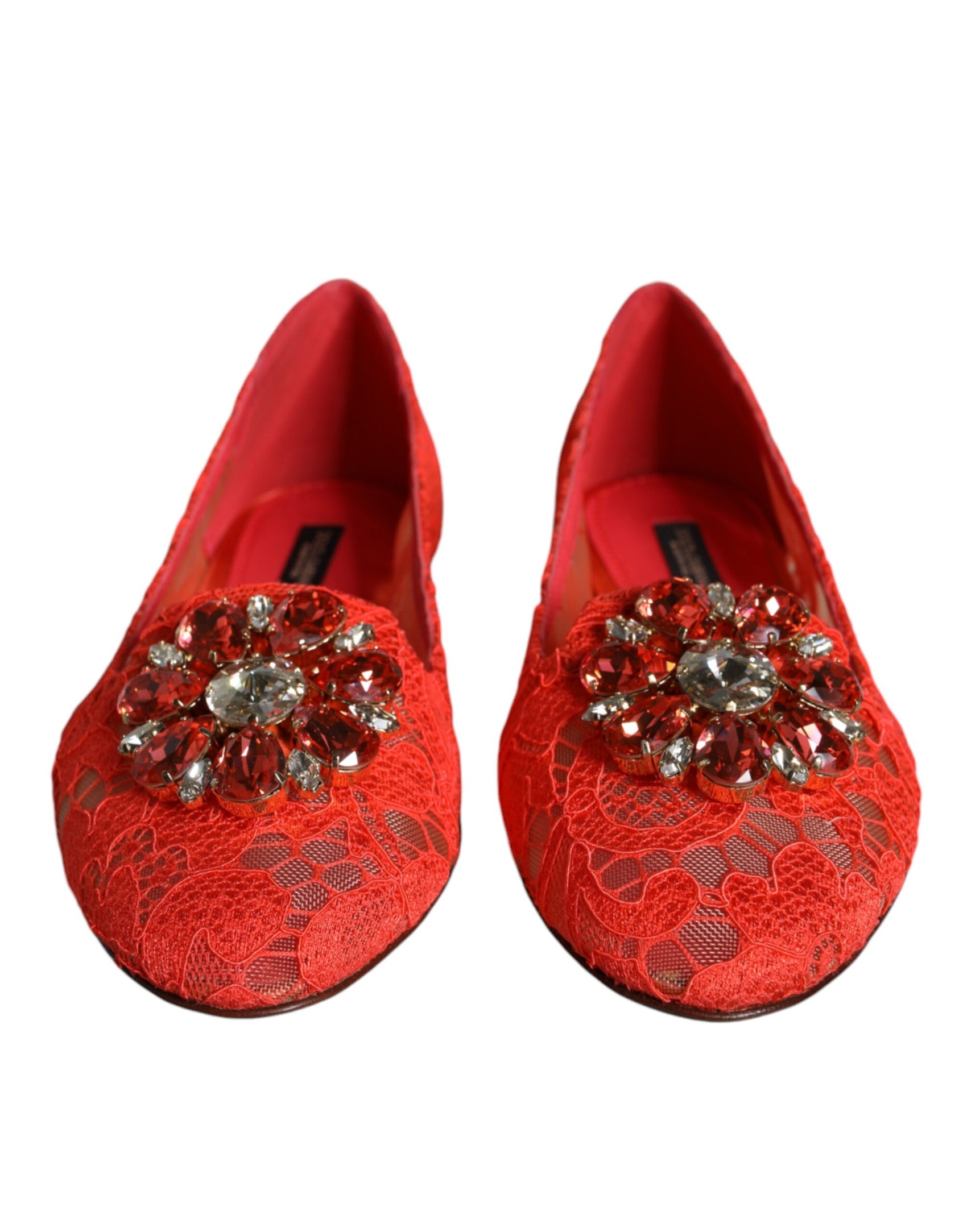 Koralle Spitze Kristall Ballerinas Loafers Schuhe