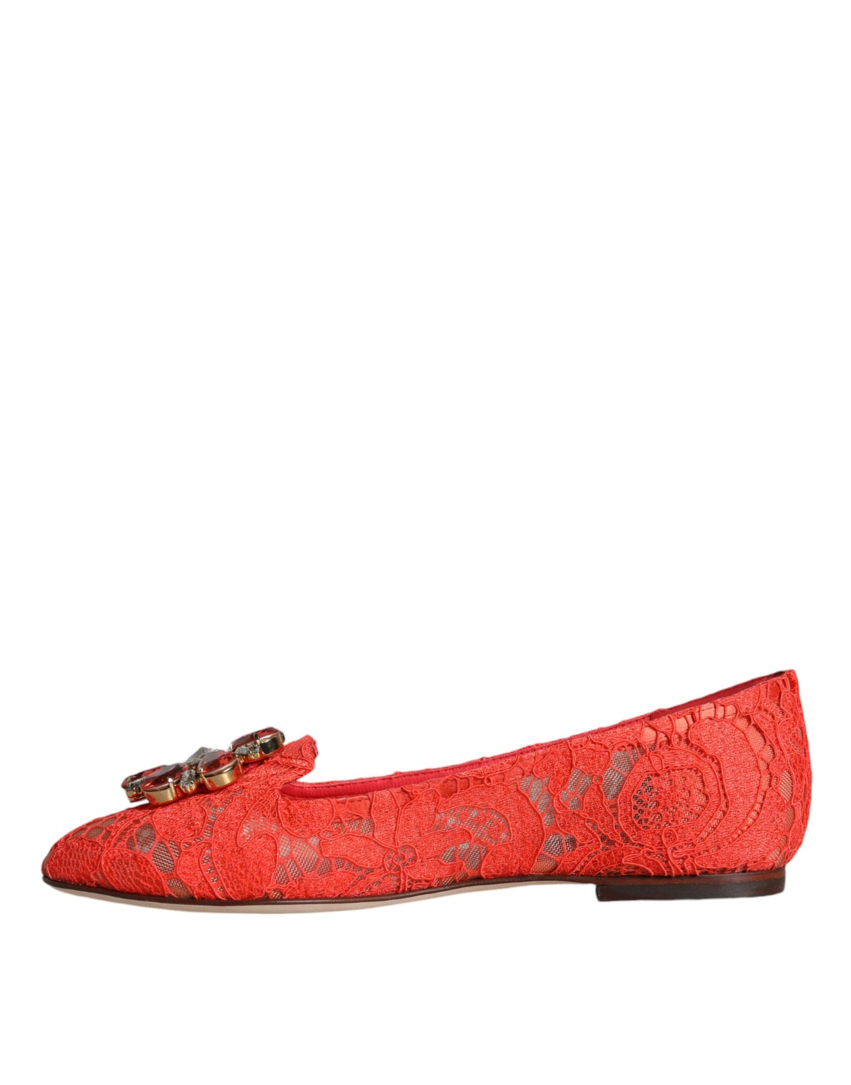 Koralle Spitze Kristall Ballerinas Loafers Schuhe