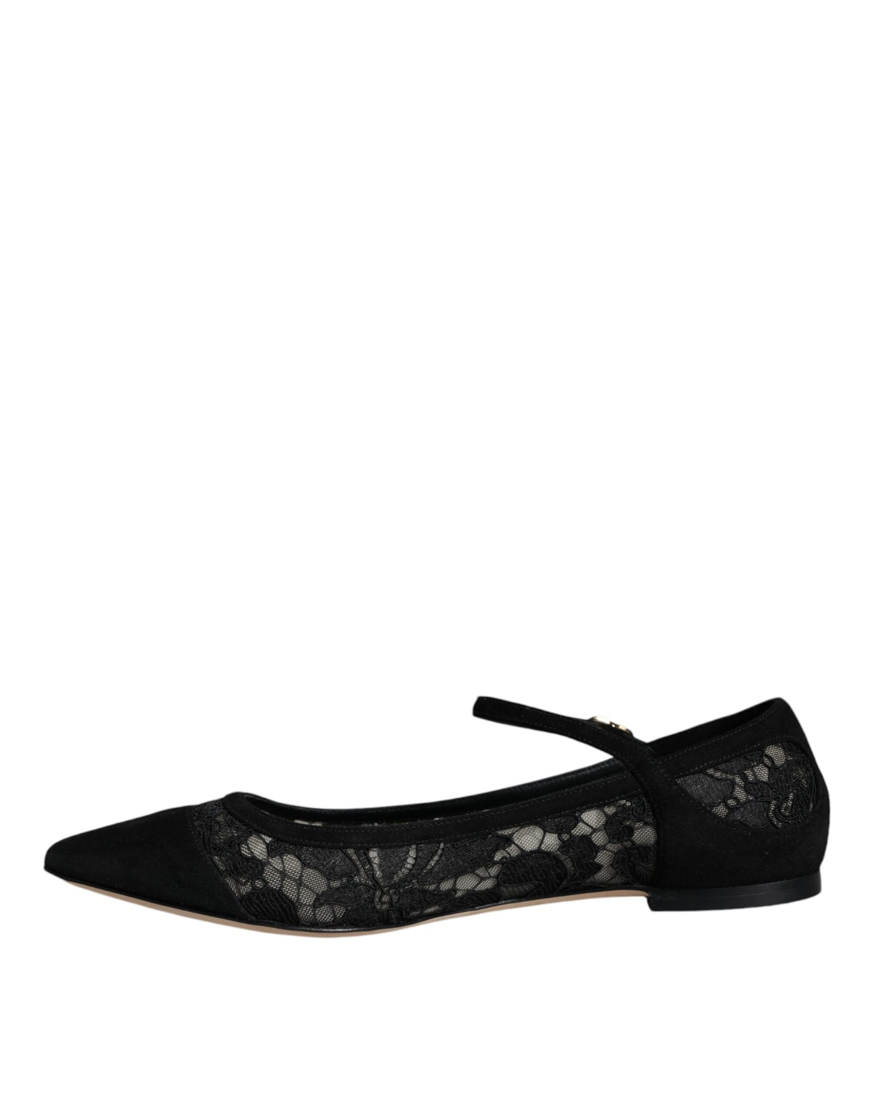 Schwarze flache Schuhe „Taormina“ mit Spitze von Bellucci
