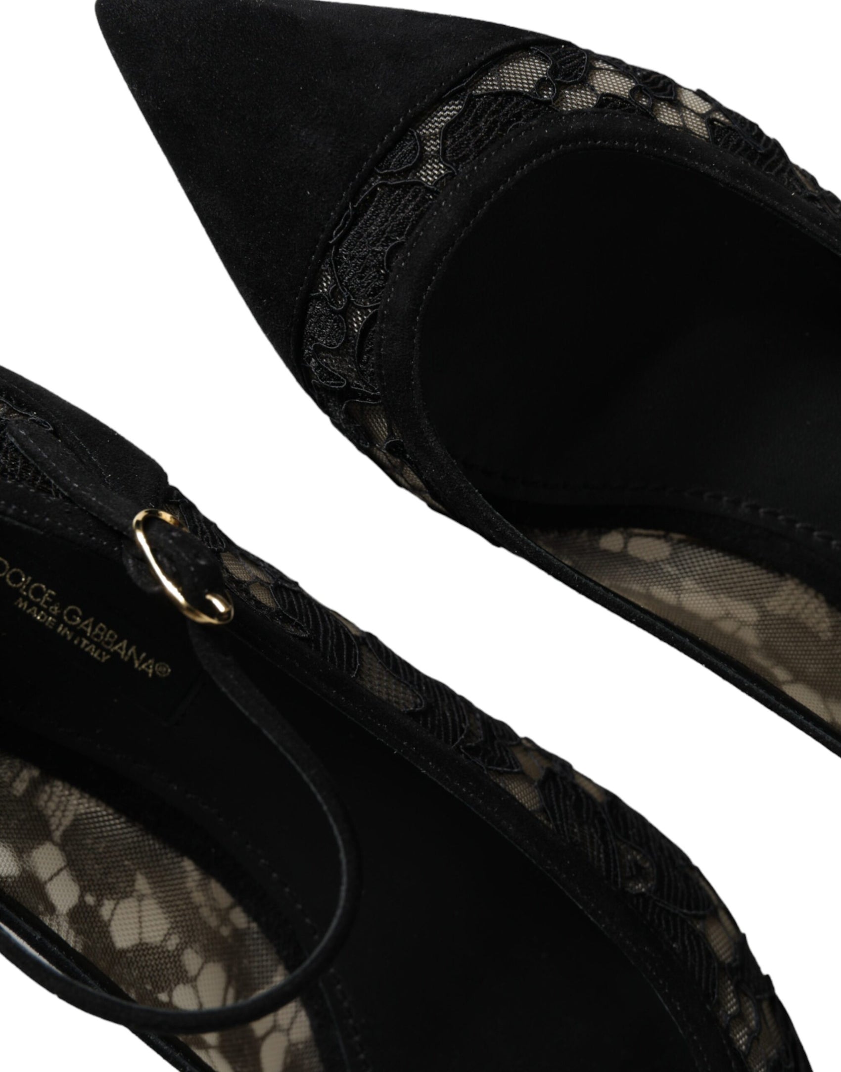 Schwarze flache Schuhe „Taormina“ mit Spitze von Bellucci