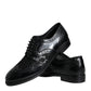 Black Leather Floral Lace Dress Formal Shoes