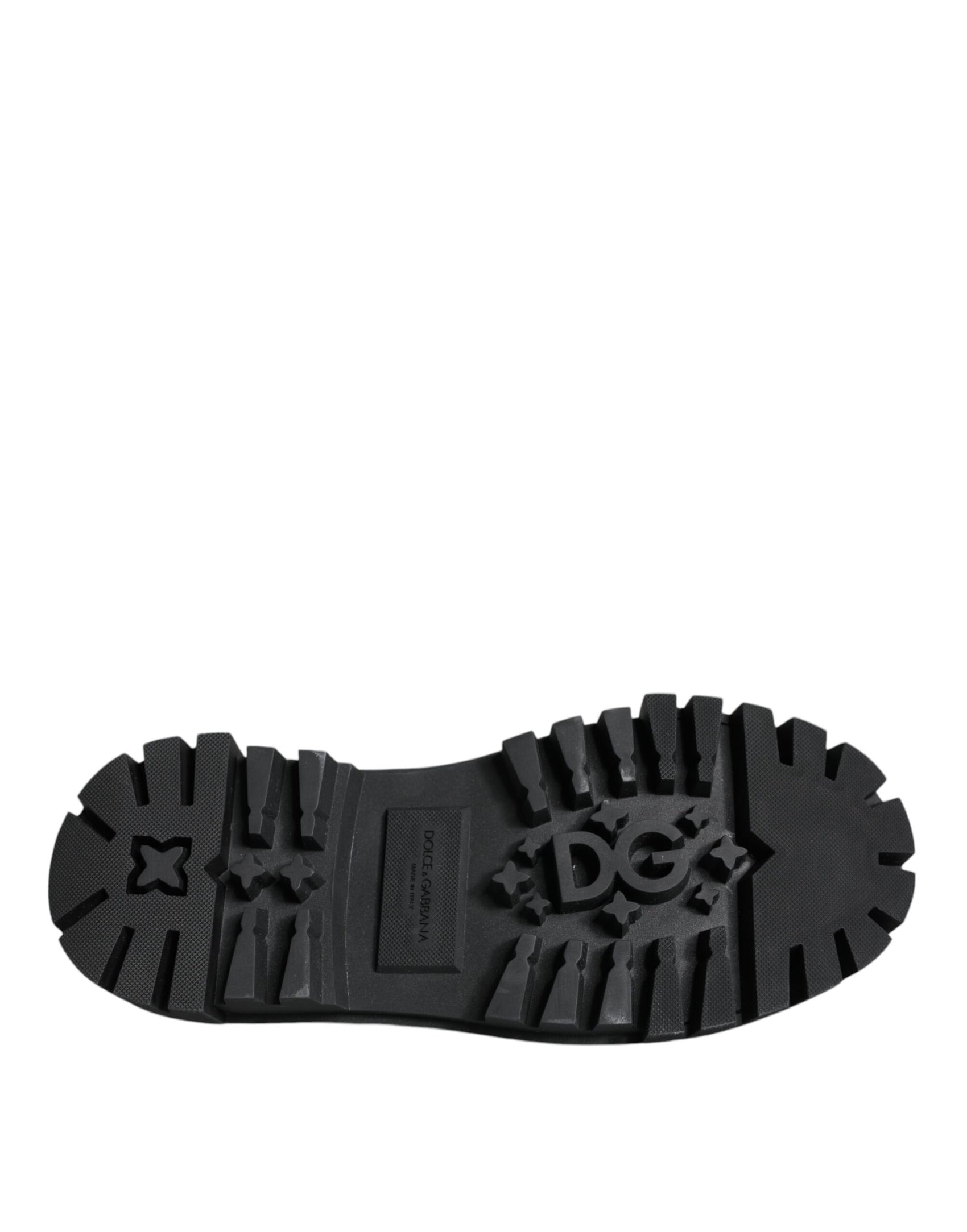 Schwarze Trekking-Derby-Schuhe aus verziertem Leder