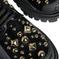 Black Leather Trekking Derby Embellished Shoes