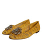 Mustard Lace Crystal Ballet Flats Loafer Shoes