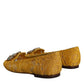 Mustard Lace Crystal Ballet Flats Loafer Shoes