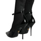 Black Leather Stilettos Booties Socks Shoes