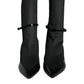 Black Leather Stilettos Booties Socks Shoes