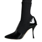 Black Stretch Stilettos Booties Socks Shoes