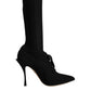 Black Stiletto Heels Mid Calf Boots Shoes