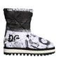 White Padded Logo Print Mid Calf Boots Shoes