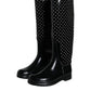 Black Polka Dot Rubber Knee High Boots Shoes