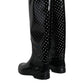 Black Polka Dot Rubber Knee High Boots Shoes