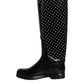 Black Polka Dot Rubber Knee High Boots Shoes