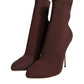 Brown Stiletto Heels Socks Ankle Boots Shoes