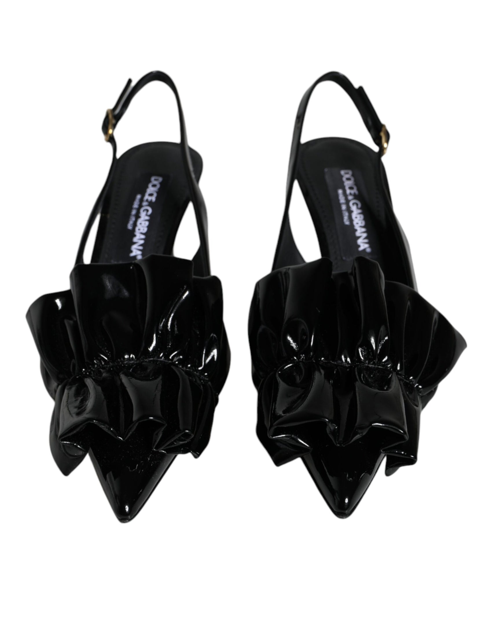 Schwarze Lackleder Heels Slingback-Schuhe