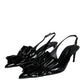 Black Patent Leather Heels Slingback Shoes