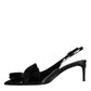 Black Patent Leather Heels Slingback Shoes