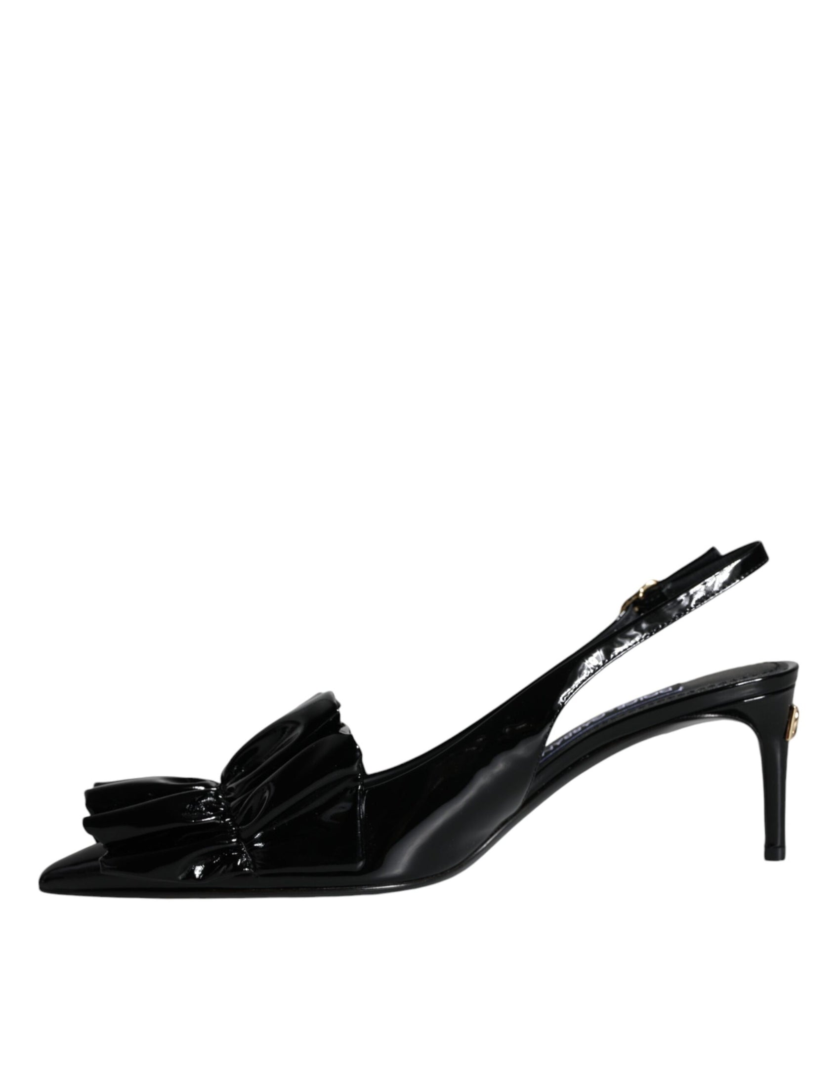 Schwarze Lackleder Heels Slingback-Schuhe