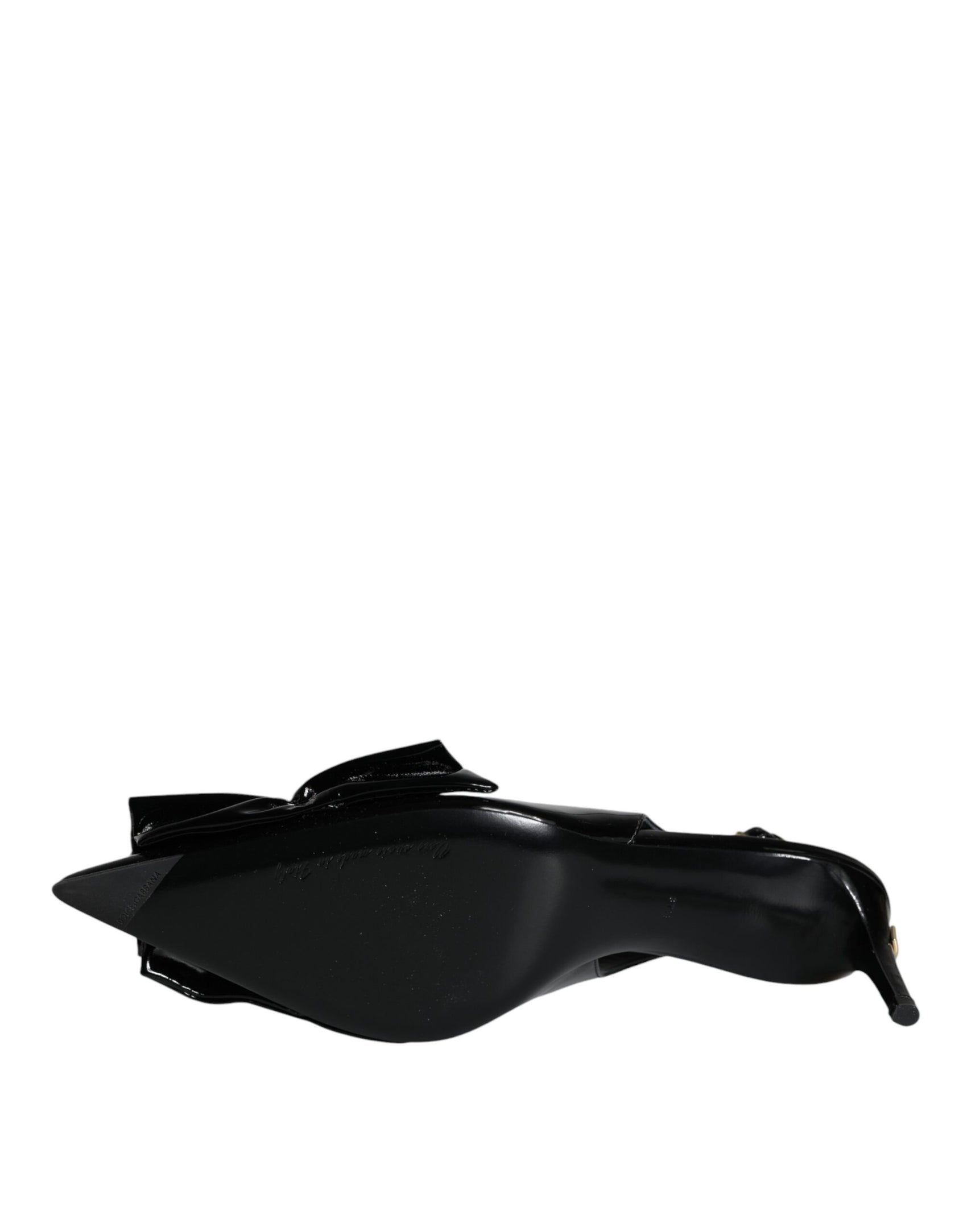 Schwarze Lackleder Heels Slingback-Schuhe