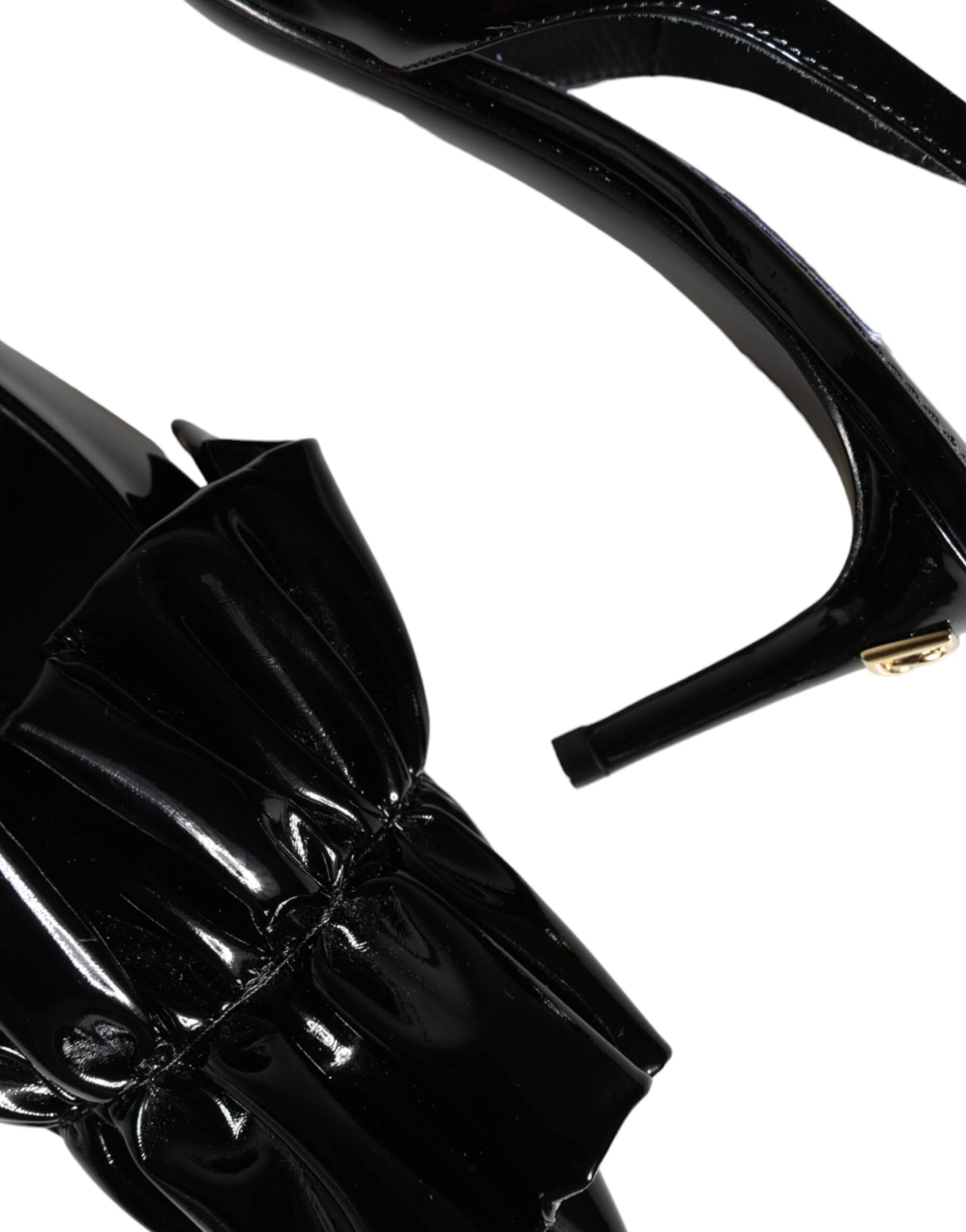 Schwarze Lackleder Heels Slingback-Schuhe