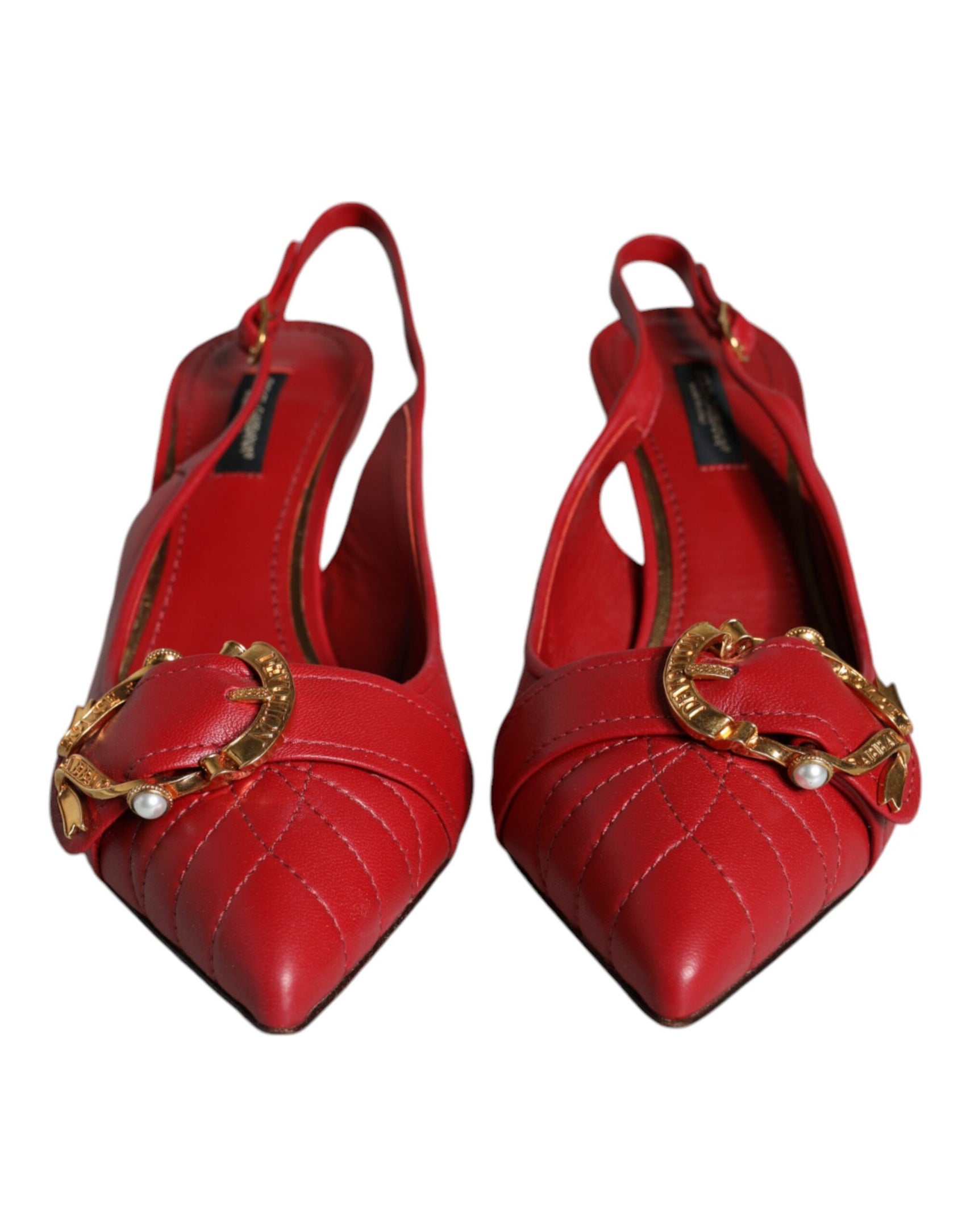 Rote Devotion Leder Heels Slingback Schuhe