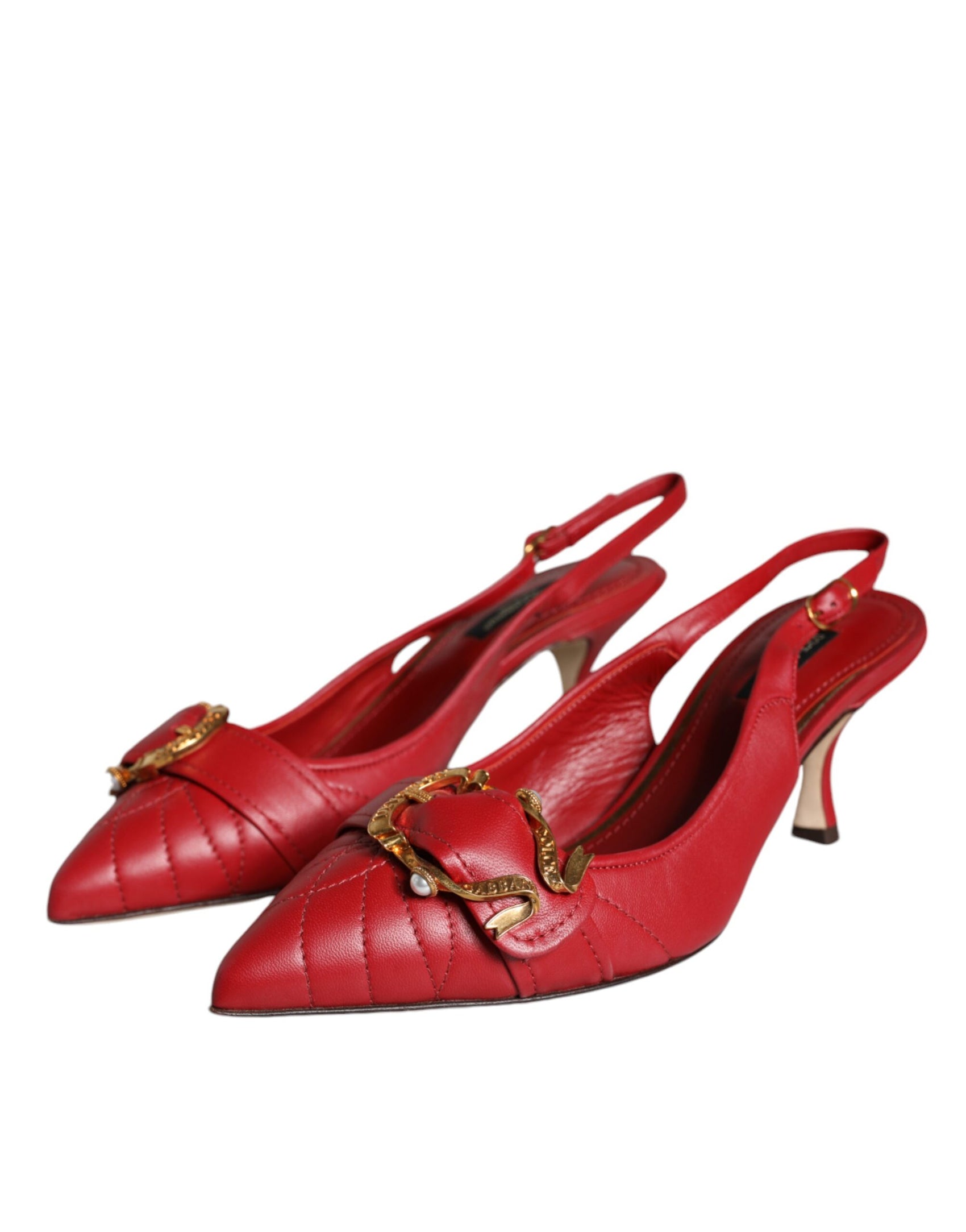 Rote Devotion Leder Heels Slingback Schuhe