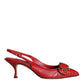 Red Devotion Leather Heels Slingback Shoes