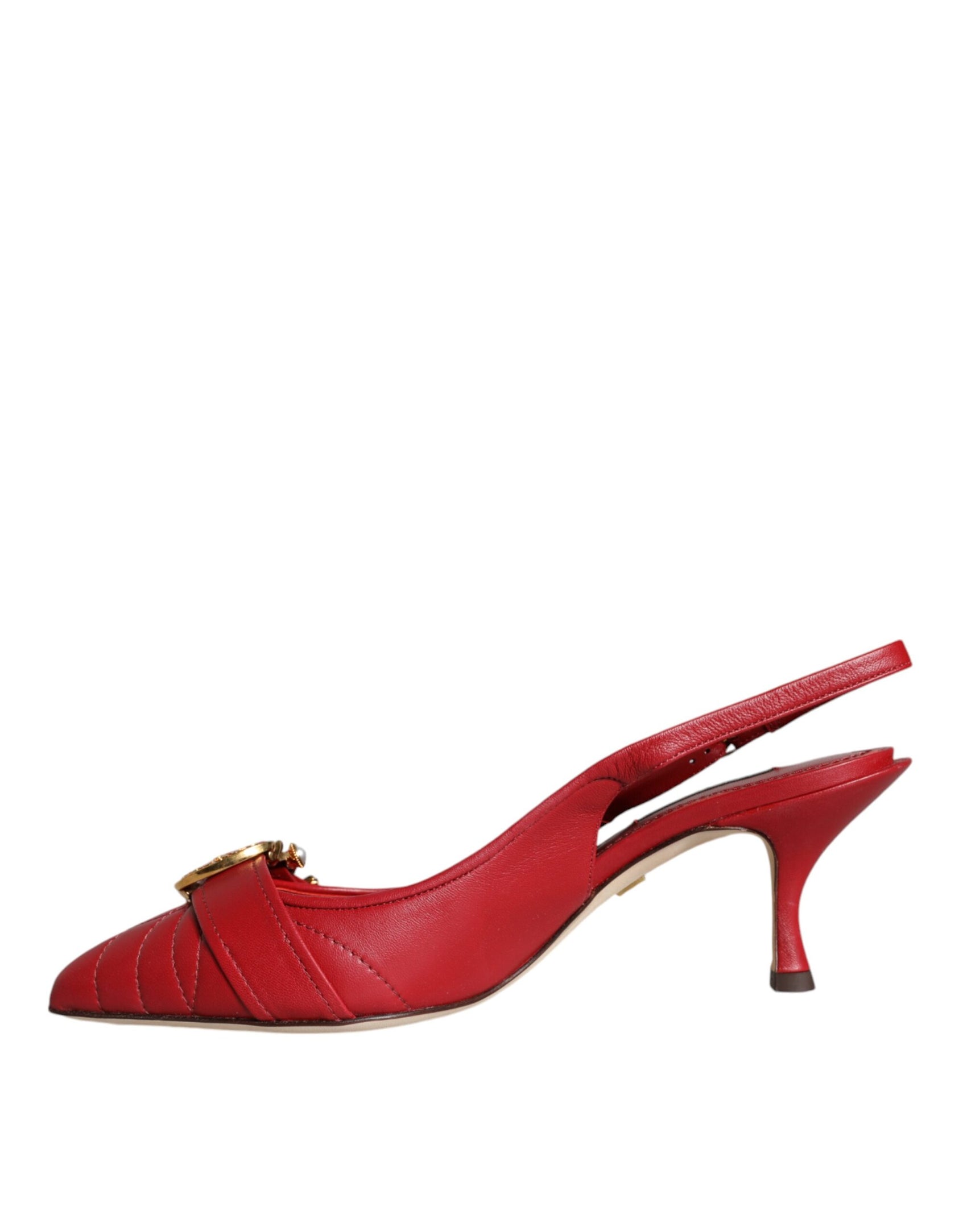 Rote Devotion Leder Heels Slingback Schuhe