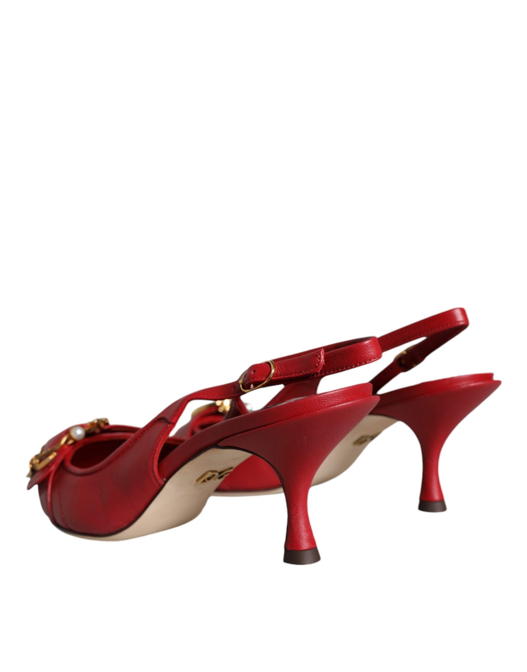 Rote Devotion Leder Heels Slingback Schuhe