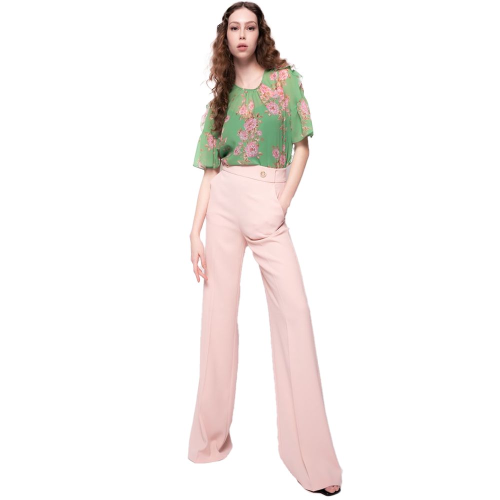 Pink Polyester Women Pants