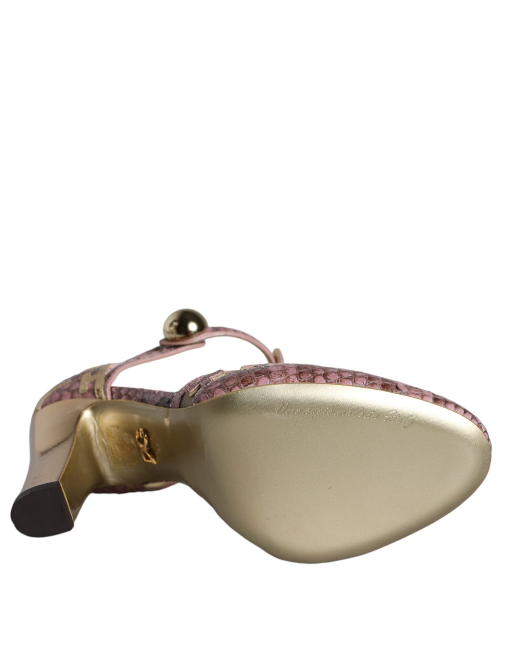 Rosa Gold Leder Pumps T-Riemen Sandalen Schuhe
