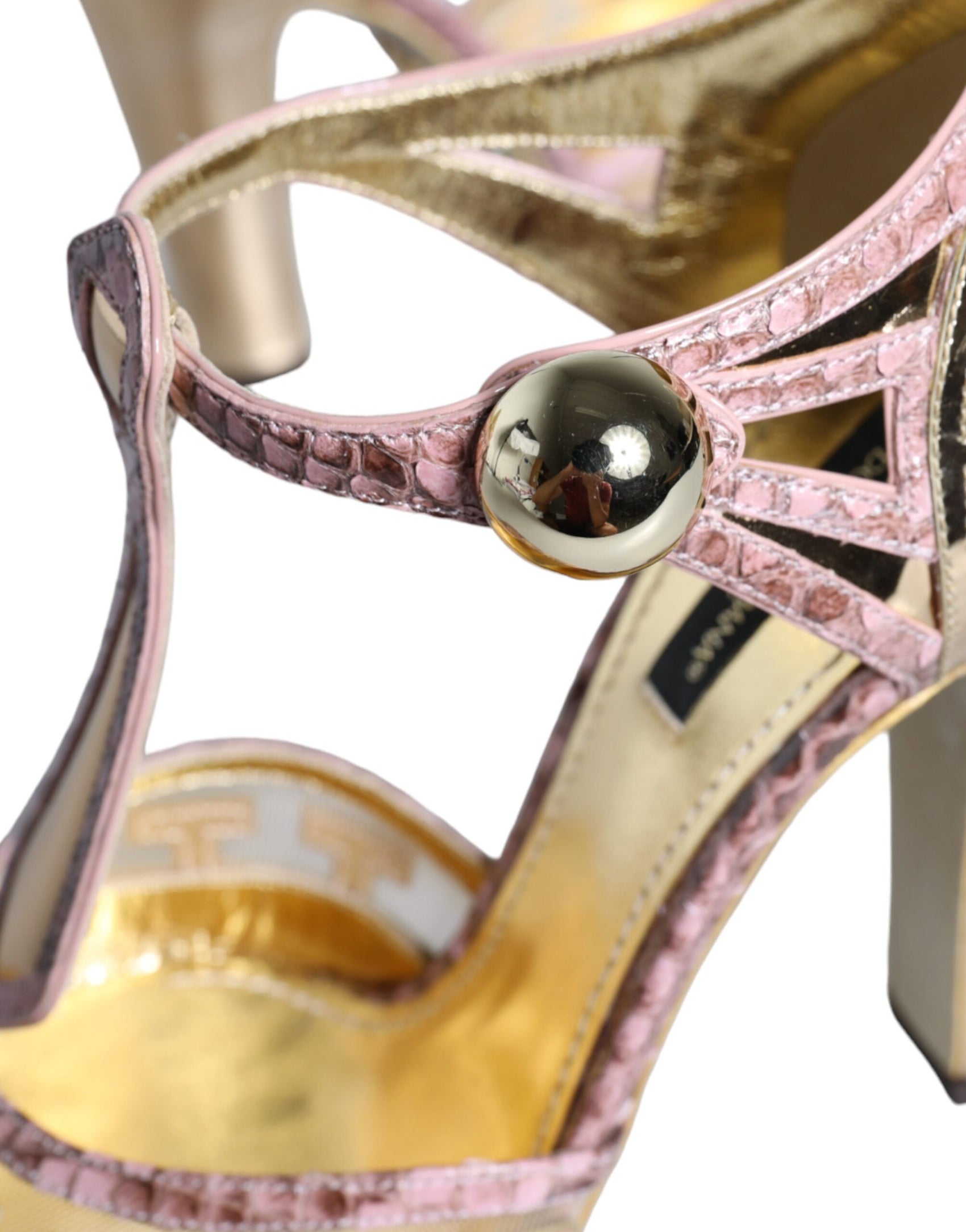 Rosa Gold Leder Pumps T-Riemen Sandalen Schuhe