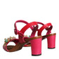 Fuchsia Leather Embellished Keira Sandals Shoes