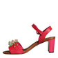 Fuchsia Leather Embellished Keira Sandals Shoes