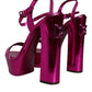 Fuchsia Leather Platform Logo Keira Sandals Shoes