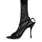 Black Mesh Stiletto Heels Sandals Shoes