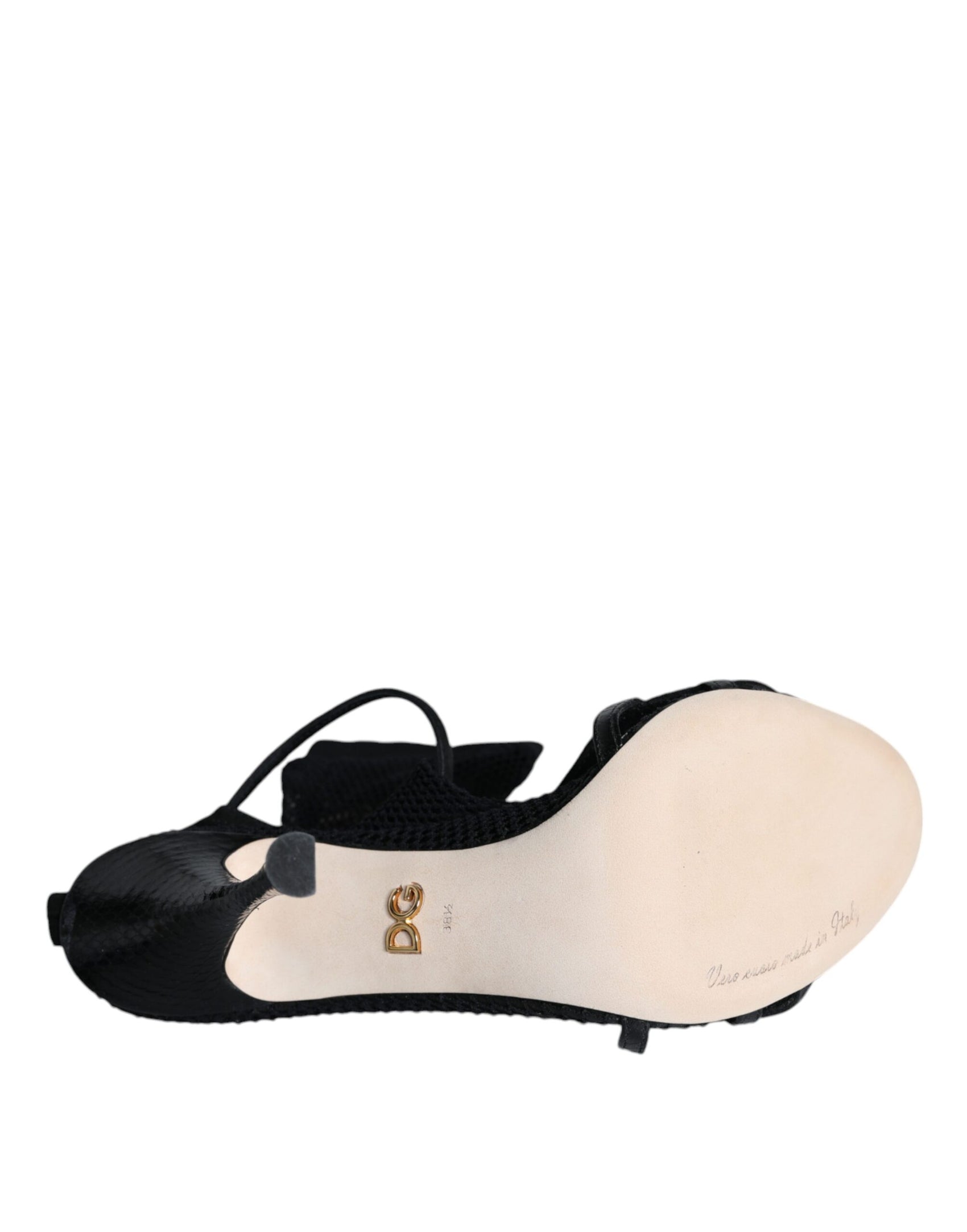 Schwarze Mesh-Stiletto-Absatz-Sandalen