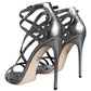 Silver Keira Leather Heels Sandals Shoes