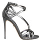 Silver Keira Leather Heels Sandals Shoes